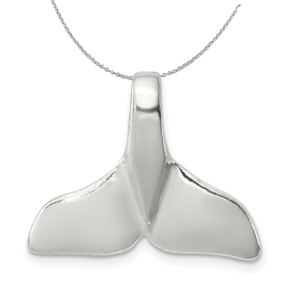 Sterling Silver Polished Whale Tail Slide Necklace - 16 inch